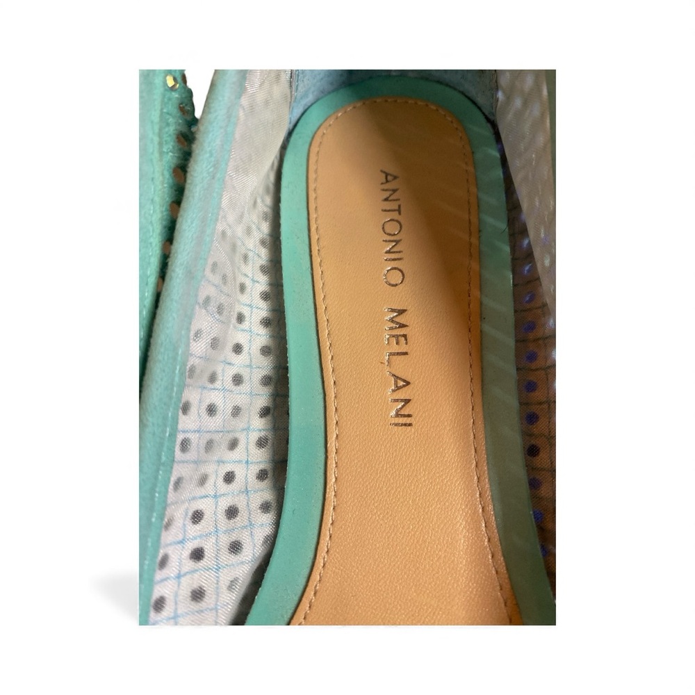 Antonio Melani Mint Suede Rhinestone Ballet Flats Size 8 - Picture 5 of 8